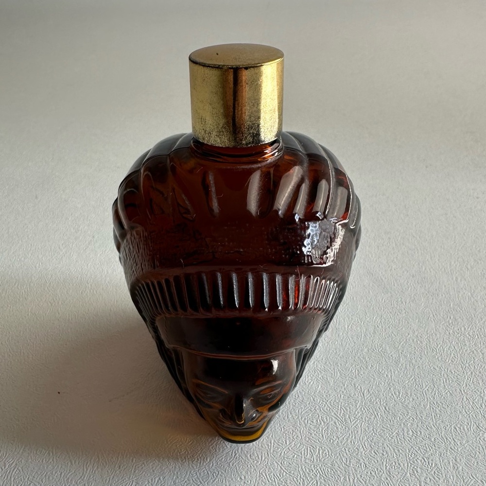 Vintage Avon 1970s Indian chief head brown glass decanter